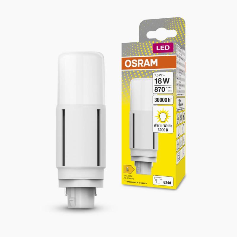 OSRAM DULUX G24D D18 VT EM LED Lampe 2Pin 7,5W wie 18W 3000K warmweißes Licht KVG